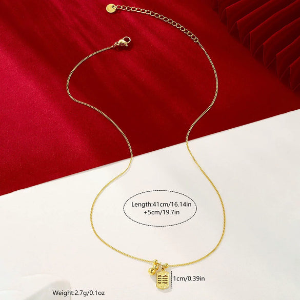 Wholesale Women's Geometric Titanium Steel 24K Gold Plated Calendering Chain Necklace