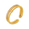 Wholesale Women's Geometric 316L Stainless Steel 18K Gold Plated Double Cast Opening Zircon Ring