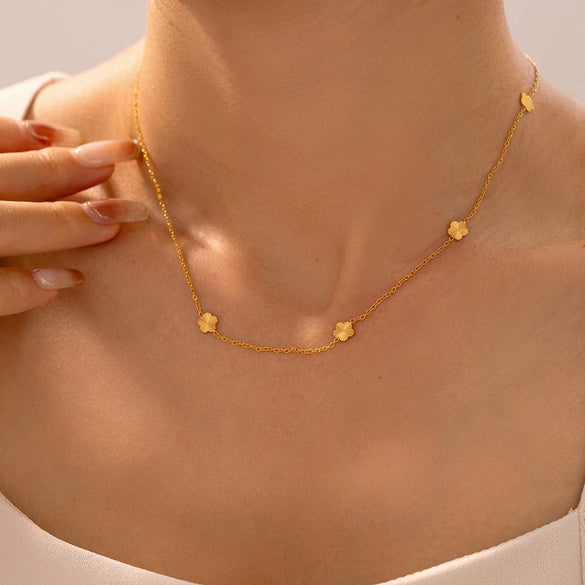 Wholesale Women's Geometric Titanium Steel 18K Real Gold Plated Clavicle Chain Jewelry