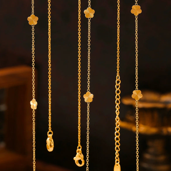Wholesale Women's Geometric Titanium Steel 18K Real Gold Plated Clavicle Chain Jewelry