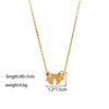 Wholesale Women's Geometric Titanium Steel Necklace And Bracelet Set With 18K Gold Plated O Word Chain And Ribbon Bow Pendant