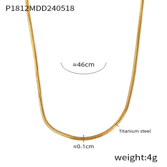 Wholesale Women's Geometric Titanium Steel Necklace With Round Beads And Snake Bone Chain Fashion Electroplated Design