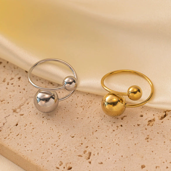 Wholesale Women's Geometric Titanium Steel Open Ring With Electroplating Treatment