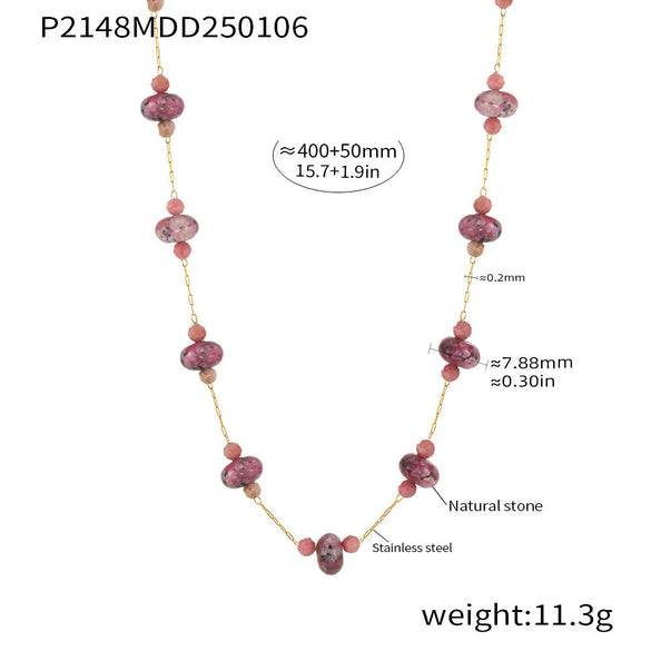 Wholesale Women's Geometric Tourmaline Stainless Steel 18K Gold Plated Necklace Jewelry