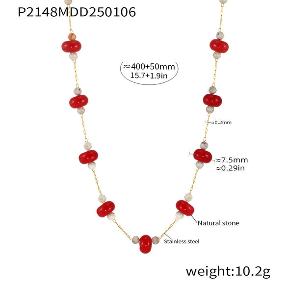 Wholesale Women's Geometric Tourmaline Stainless Steel 18K Gold Plated Necklace Jewelry