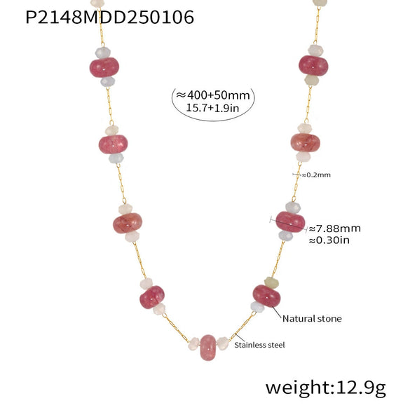 Wholesale Women's Geometric Tourmaline Stainless Steel 18K Gold Plated Necklace Jewelry