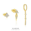 Wholesale Women's Geometric Triangle S925 Sterling Silver Earrings With Flash Diamond And Zirconia