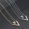 Wholesale Women's Geometric Triangle Stitching Necklace Set With Gem Inlaid In Titanium Steel