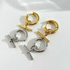 Wholesale Women's Geometric Tstick Pendant Ring Removable Stainless Steel Earrings With Electroplating