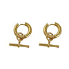 Wholesale Women's Geometric Tstick Pendant Ring Removable Stainless Steel Earrings With Electroplating