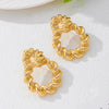 Wholesale Women's Geometric Twist Pattern Circle Alloy Earrings With Stainless Steel Ear Needles Electroplated