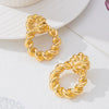 Wholesale Women's Geometric Twist Pattern Circle Alloy Earrings With Stainless Steel Ear Needles Electroplated