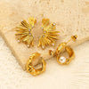Wholesale Women's Geometric Ushape Imitation Pearl Titanium Steel Earrings Set With Pearls