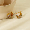 Wholesale Women's Geometric Ushape 18K Gold Plated Stainless Steel Earrings With Zircon