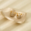 Wholesale Women's Geometric Ushape 18K Gold Plated Stainless Steel Earrings With Zircon