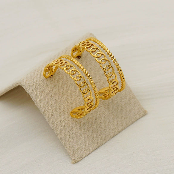 Wholesale Women's Geometric Ushaped 18K Gold Electroplated Stainless Steel Earrings Versatile Style