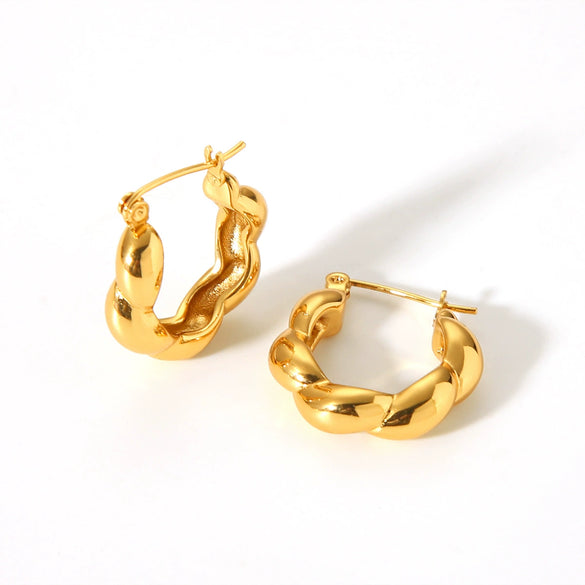 Wholesale Women's Geometric Ushaped Stainless Steel Electroplated Threaded Twist Earrings