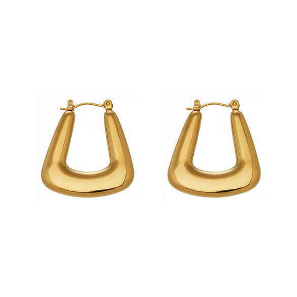 Wholesale Women's Geometric Ushaped Stainless Steel 18K Gold Plated Earrings