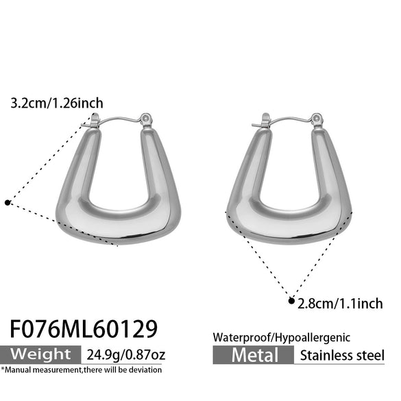 Wholesale Women's Geometric Ushaped Stainless Steel 18K Gold Plated Earrings