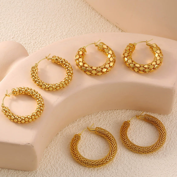 Wholesale Women's Geometric Ushaped Titanium Steel Gold Plated Earrings