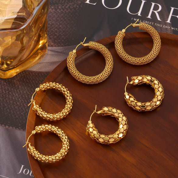 Wholesale Women's Geometric Ushaped Titanium Steel Gold Plated Earrings