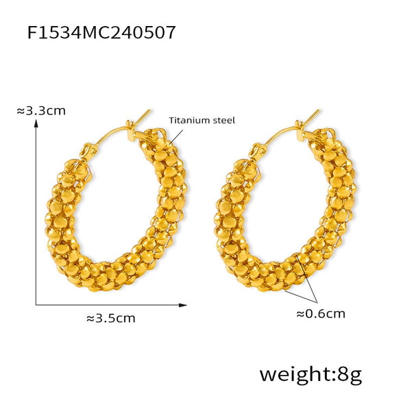Wholesale Women's Geometric Ushaped Titanium Steel Gold Plated Earrings