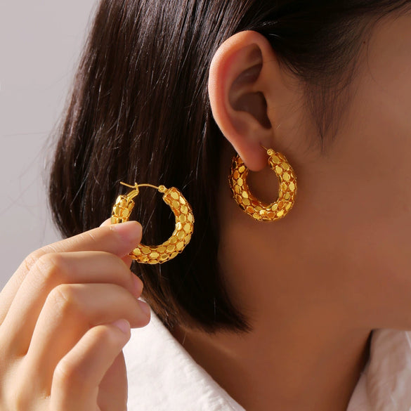 Wholesale Women's Geometric Ushaped Titanium Steel Gold Plated Earrings