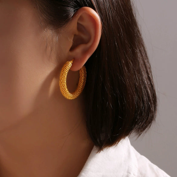 Wholesale Women's Geometric Ushaped Titanium Steel Gold Plated Earrings