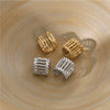 Wholesale Women's Geometric Vertical Stripe Vacuum Plated 316 Stainless Steel Ear Clips Earrings
