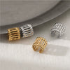 Wholesale Women's Geometric Vertical Stripe Vacuum Plated 316 Stainless Steel Ear Clips Earrings