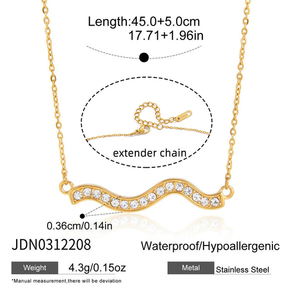 Wholesale Women's Geometric Waveshaped Stainless Steel Necklace With Vacuum Real Gold Plating In Pvd Furnace