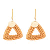 Wholesale Women's Geometric Wooden Threaded Rattan Earrings With Drop Shape And Polishing Treatment