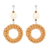Wholesale Women's Geometric Wooden Threaded Rattan Earrings With Drop Shape And Polishing Treatment