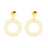 Wholesale Women's Geometric Wooden Threaded Rattan Earrings With Drop Shape And Polishing Treatment