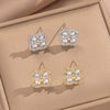 Wholesale Women's Geometric Zircon Earrings In Copper With Gold Plating And A Luxurious Style
