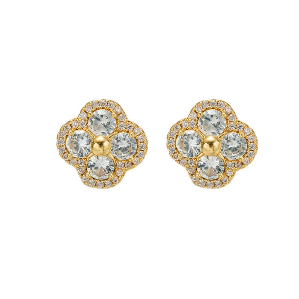 Wholesale Women's Geometric Zircon Earrings In Copper With Gold Plating And A Luxurious Style