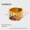 Wholesale Women's Geometric Zircon Inlay Stainless Steel 18K Gold Plated Ring Light Luxury Design Jewelry Accessories