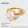 Wholesale Women's Geometric Zircon Inlay Stainless Steel 18K Gold Plated Ring Light Luxury Design Jewelry Accessories