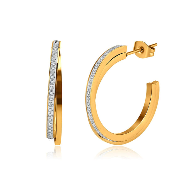 Wholesale Women's Geometric Zircon Multi Circle Stainless Steel And 925 Silver Electroplated Earrings With Original Design