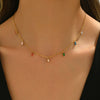 Wholesale Women's Geometric Zircon Pendant Necklace With Oshaped Titanium Steel Chain Electroplated