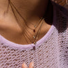 Wholesale Women's Geometric Zircon Pendant Necklace With Stainless Steel O Word Chain Ancient Style Electroplated Design