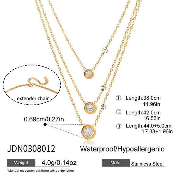 Wholesale Women's Geometric Zircon Pendant Necklace With Stainless Steel O Word Chain Ancient Style Electroplated Design