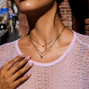 Wholesale Women's Geometric Zircon Pendant Necklace With Stainless Steel O Word Chain Ancient Style Electroplated Design
