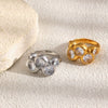 Wholesale Women's Geometric Zircon Ring Stainless Steel 18K Gold Plated Pvd Furnace Vacuum Real Gold Plating
