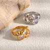 Wholesale Women's Geometric Zircon Ring Stainless Steel 18K Gold Plated Pvd Furnace Vacuum Real Gold Plating