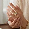 Wholesale Women's Geometric Zircon Ring Stainless Steel 18K Gold Plated Pvd Furnace Vacuum Real Gold Plating