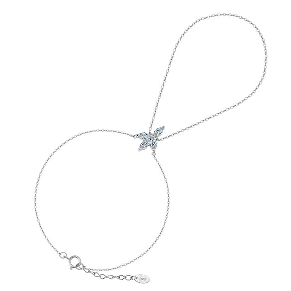 Wholesale Women's Geometric Zircon S925 Silver Chain Bracelet Simple Multilayer Combination Finger Jewelry
