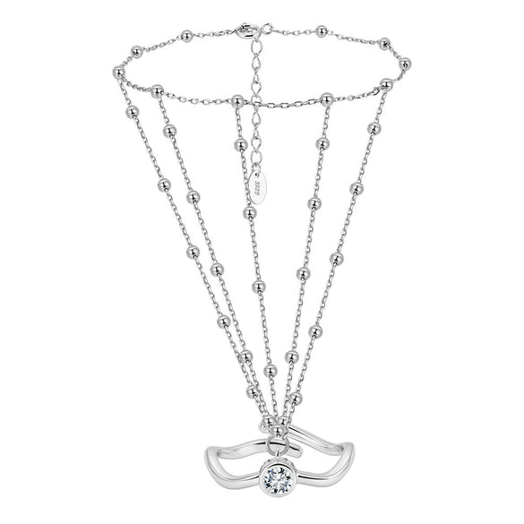 Wholesale Women's Geometric Zircon S925 Silver Chain Bracelet Simple Multilayer Combination Finger Jewelry