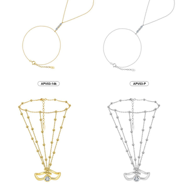Wholesale Women's Geometric Zircon S925 Silver Chain Bracelet Simple Multilayer Combination Finger Jewelry