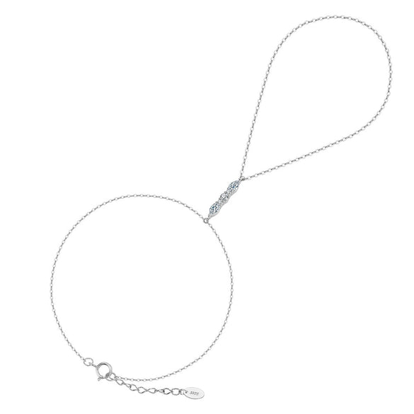 Wholesale Women's Geometric Zircon S925 Silver Chain Bracelet Simple Multilayer Combination Finger Jewelry